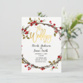 Invitation Couronne de cranberries Rustic Woods pour mariage (Debout devant)