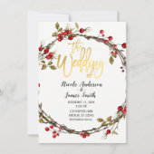 Invitation Couronne de cranberries Rustic Woods pour mariage (Devant)