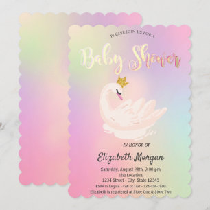 Invitation Couronne de cygne adorable holographique Baby Show