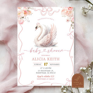 Invitation Couronne de Cygne Fille Coquette Rose