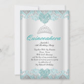 Invitation Couronne de dentelle cœurs bleu sarcelle pour fête (Devant)