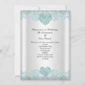 Invitation Couronne de dentelle cœurs bleu sarcelle pour fête (Dos)