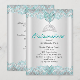 Invitation Couronne de dentelle cœurs bleu sarcelle pour fête