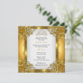 Invitation Couronne de dentelle de perle blanche dorée élite (Debout devant)