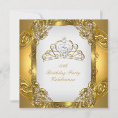 Invitation Couronne de dentelle de perle blanche dorée élite (Dos)