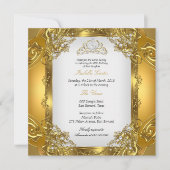 Invitation Couronne de dentelle de perle blanche dorée élite (Devant)