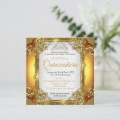 Invitation Couronne de dentelle perle blanche dorée pour Quin (Debout devant)