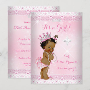 Invitation Couronne de dentelle rose pour bébé princesse ethn