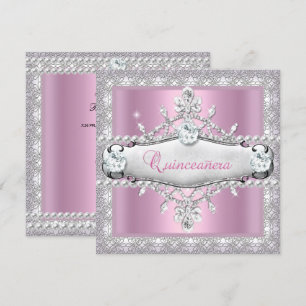 Invitation Couronne de diamant rose pour Quinceanera 15e anni