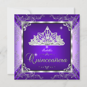 Invitation Couronne de diamants argent violet lavande pour Qu