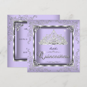 Invitation Couronne de diamants argent violet lavande Quincea