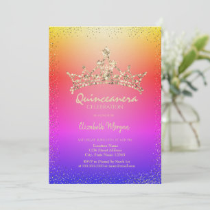 Invitation Couronne de diamants chic ombre Quinceañera