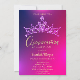 Invitation Couronne de diamants chic pour Quinceañera