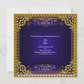 Invitation Couronne de diamants dorés bleu profond pour Quinc (Dos)
