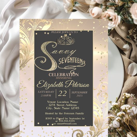 Invitation Couronne de diamants doux Savvy Dix-sept