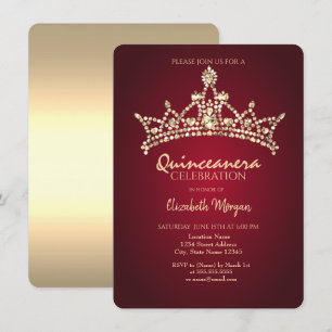Invitation Couronne de diamants en or chic Bourgogne pour Qui