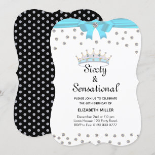 Invitation Couronne de diamants pailletés chic soixante et se