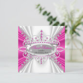 Invitation Couronne de diamants rose chaud pour princesse de (Debout devant)