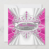 Invitation Couronne de diamants rose chaud pour princesse de (Devant)