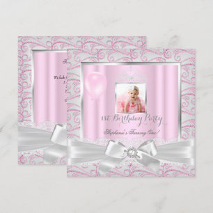 Invitation Couronne de diamants roses pour filles pour la fêt