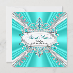 Invitation Couronne de diamants turquoise pour princesse de 1