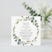 Invitation Couronne de eucalyptus moderne pour DOUBLE MARIAGE (Debout devant)