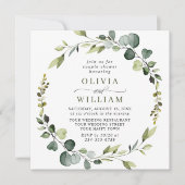 Invitation Couronne de eucalyptus moderne pour DOUBLE MARIAGE (Devant)