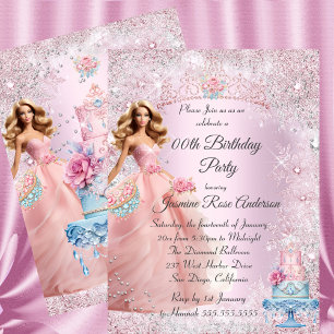 Invitation Couronne de fête d'anniversaire adolescente rose b