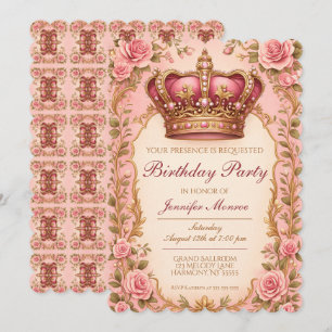 Invitation Couronne de fête d'anniversaire de princesse royal