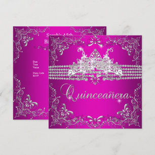 Invitation Couronne de fête d'anniversaire Quinceanera rose a