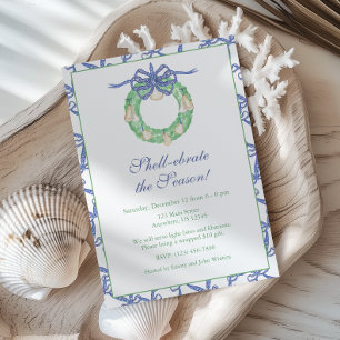 Invitation Couronne de fête de l'huître côtière à l'aquarelle