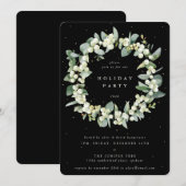 Invitation Couronne de fête de Noël à la neige noire + eucaly (Devant / Derrière)