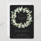Invitation Couronne de fête de Noël à la neige noire + eucaly (Devant)