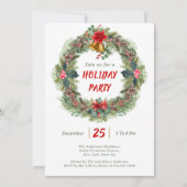 Invitation Couronne de fête de Noël élégante pour soirée de v (Devant)