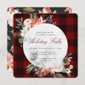 Invitation Couronne de fête de Noël en carreau rouge de Buffa (Devant / Derrière)