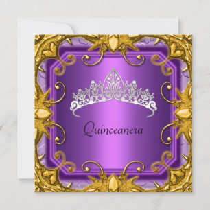 Invitation Couronne de fête de quinceañera violet or blanc