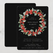 Invitation Couronne de fête de vacances avec baies rouges et  (Devant / Derrière)