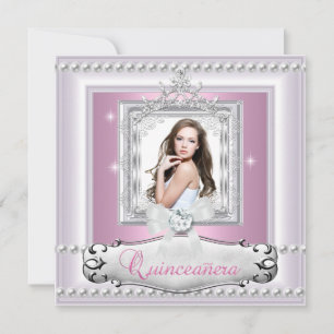 Invitation Couronne de fête des 15 ans Quinceanera Rose Blanc