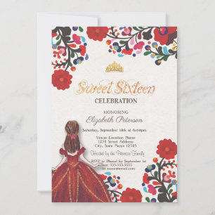 Invitation Couronne de Fête Mexicaine Fleurs Sweet 16