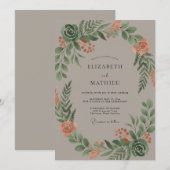 Invitation Couronne de feuillage de pêche pour mariage (Devant / Derrière)