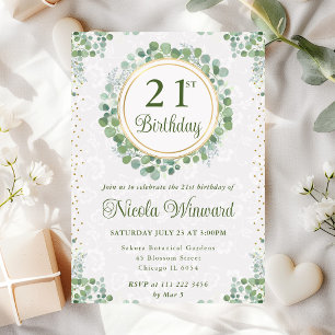 Invitation Couronne de feuillage d'eucalyptus à l'aquarelle p