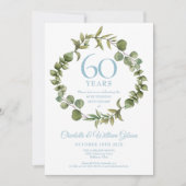 Invitation Couronne de feuillage pour le 60e anniversaire de (Devant)