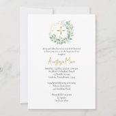 Invitation Couronne de feuillage verdure Baptême orthodoxe ch (Devant)
