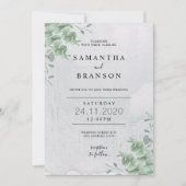 Invitation Couronne de feuilles de verdure botanique simple E (Devant)
