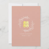 Invitation Couronne de feuilles rose poussiéreuse boho modern (Dos)
