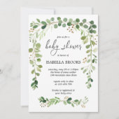 Invitation Couronne de feuilles vertes d'été pour Baby Shower (Devant)