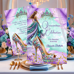 Invitation Couronne de fiançailles Quinceanera Lilac sarcelle