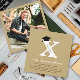 Invitation Couronne de fin d'études avec monogramme en or uni