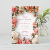 Invitation Couronne de fleurs 3D texturée pour mariage (Debout devant)