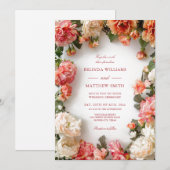 Invitation Couronne de fleurs 3D texturée pour mariage (Devant / Derrière)